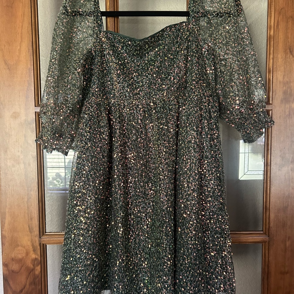 Altar'd State Green Glitter Dress